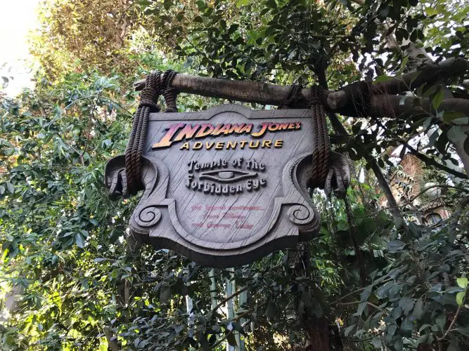 Indiana Jones Ride sign