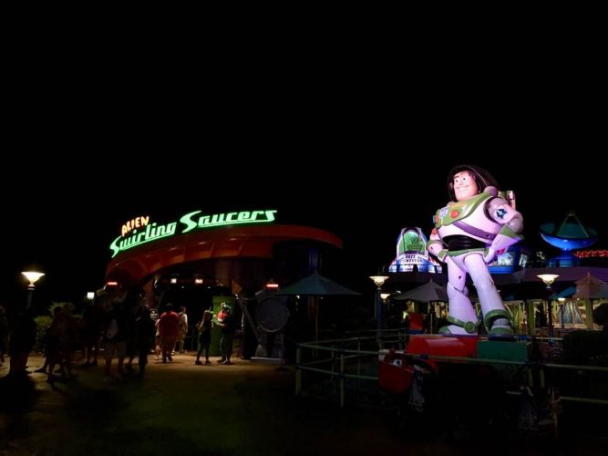 alien swirling saucers at night