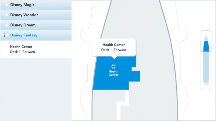 Location of Health Center on Disney Cruise