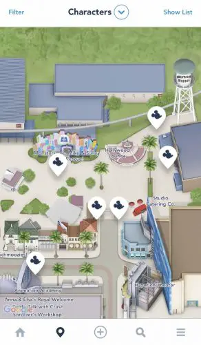 Character meet and greet map in DCA