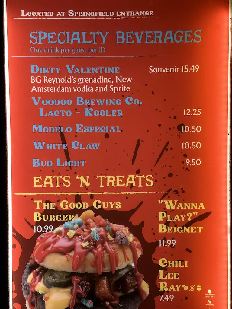 halloween horror nights food menu