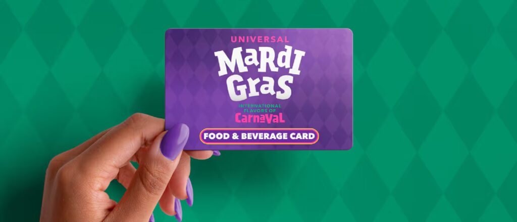 usf universal mardi gras food beverage card green bg cf a